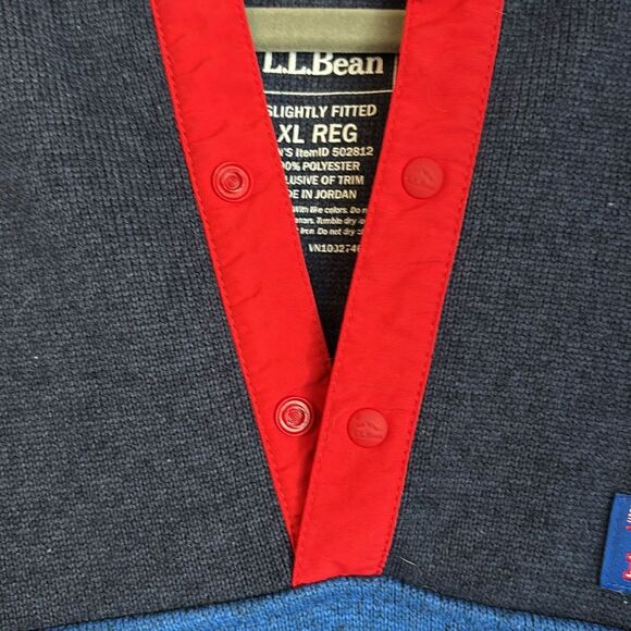 L.L.Bean Sweater Fleece Pullover hooded Men Colorblock jacket sweatshirt XL EUC - Picture 4 of 10
